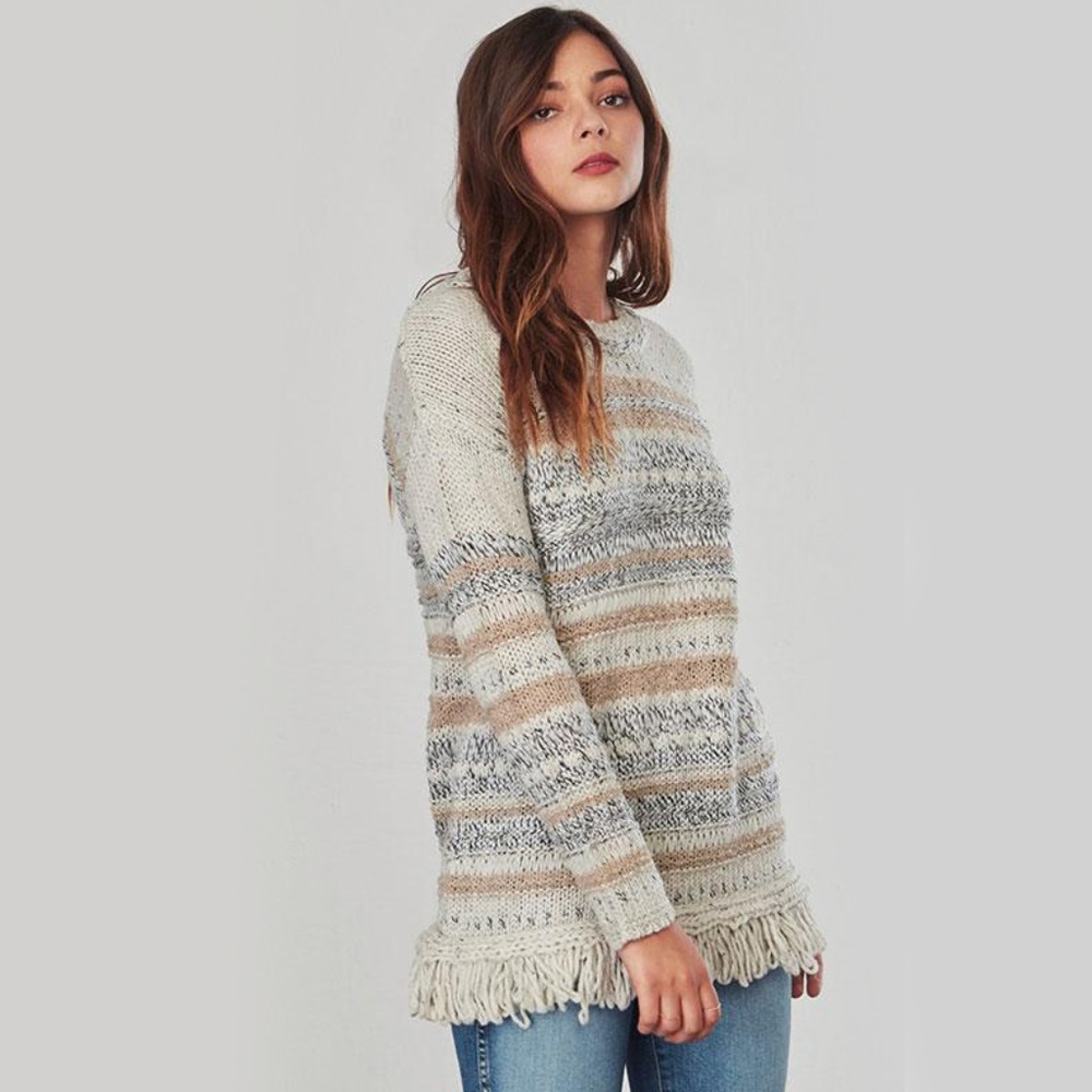 BB DAKOTA Joannie stripe Fringe sweater